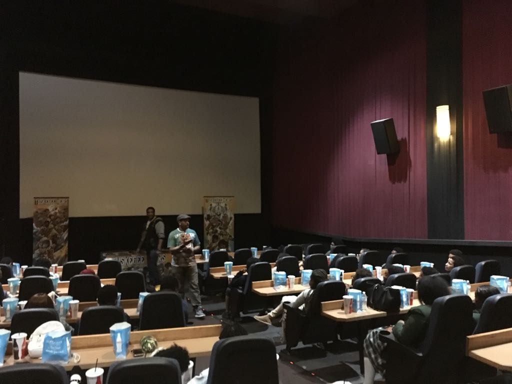 The DeKalb Entertainment Commission led discussions before and after the special screening of “Black Panther.” (Tasnim Shamma/WABE) 