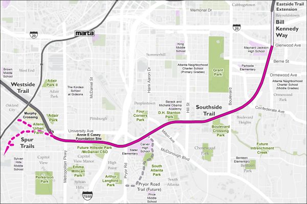 The Southside Trail will connect the Eastside and Westside Trails. Courtesy of Atlanta BeltLine.