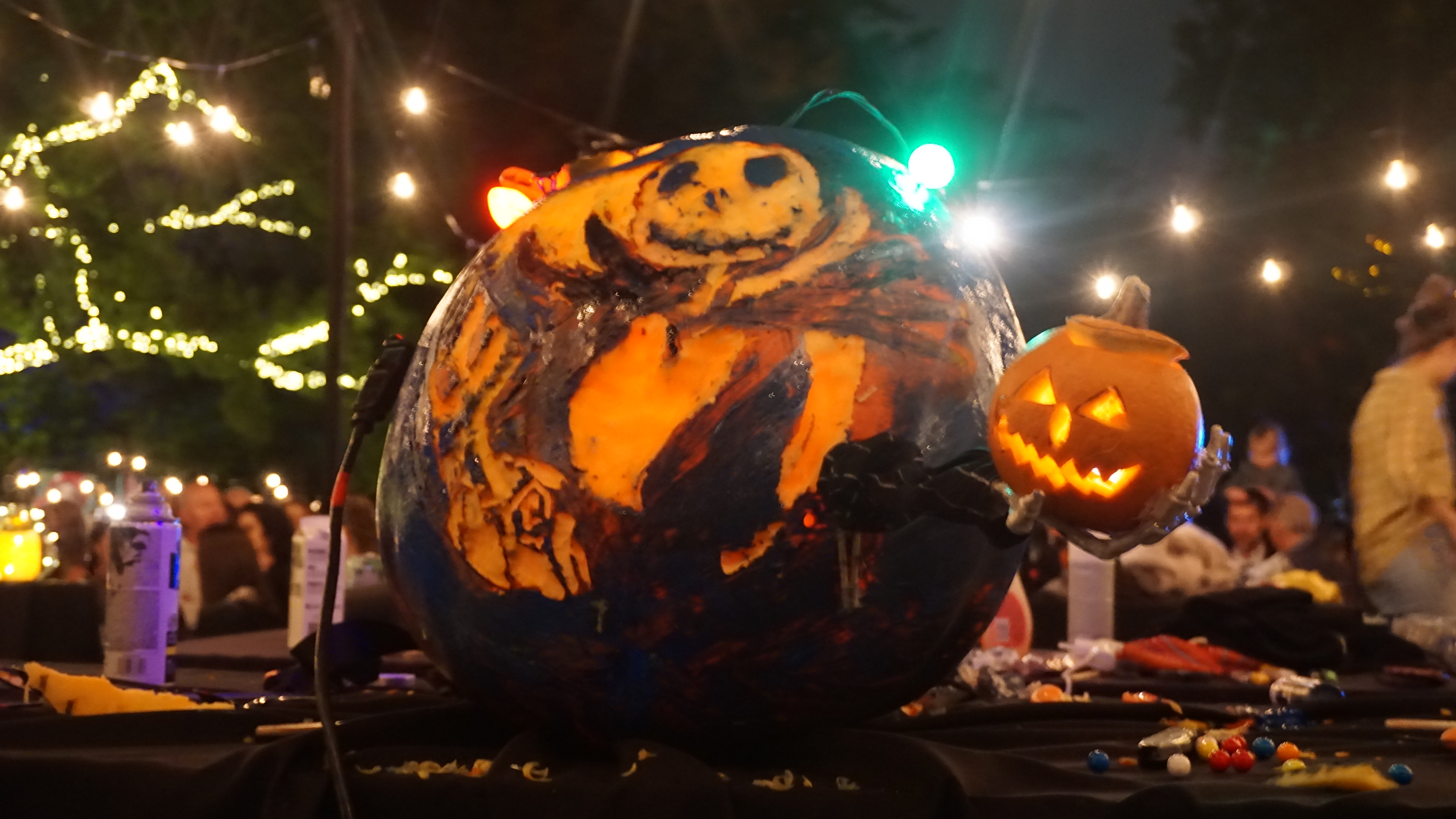 "The Nightmare Before Christmas" inspired this pumpkin carving created by Longleaf during the contest. 