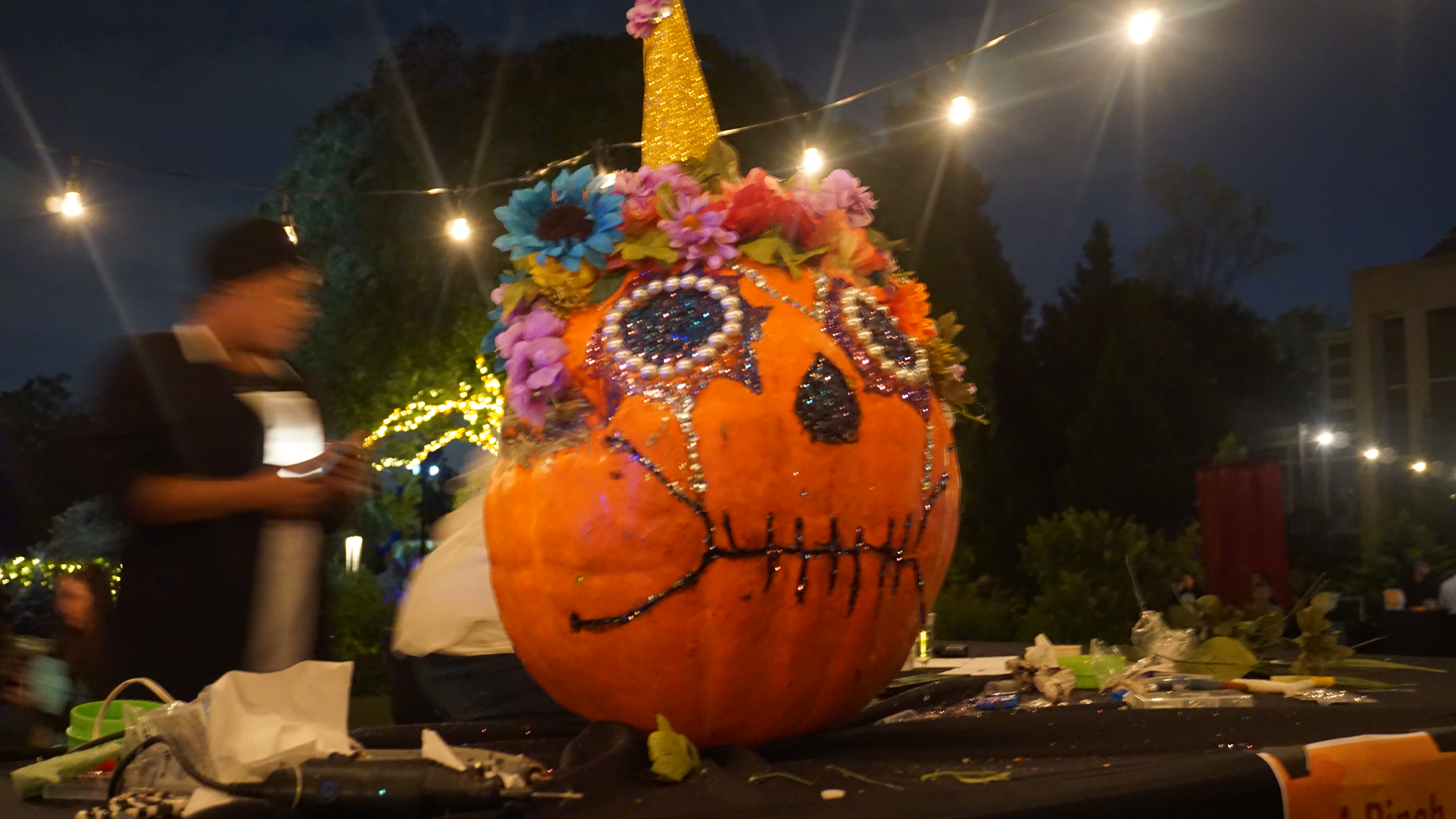 Colorful decorations were added to this pumpkin that placed third in the contest.