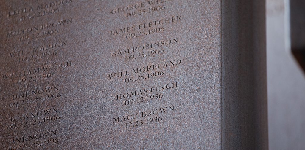 Thomas Finch’s name on a memorial in Montgomery, Alabama