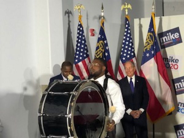After a welcome to the beat of Atlanta’s Drum Academy, Michael Bloomberg praised Atlanta as one of the most important cities in the United States due to its history and civil rights legacy. (Helena C. de Moura/WABE)