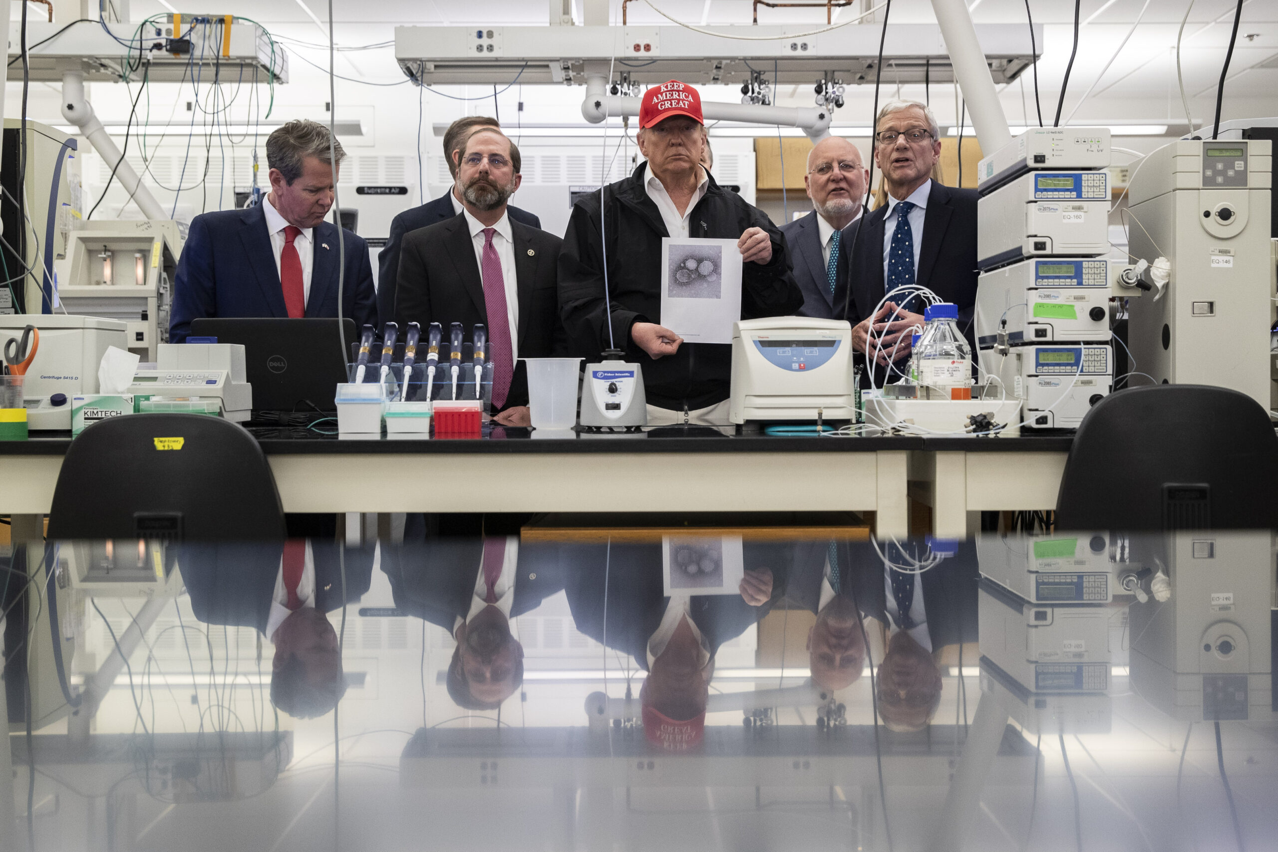 Trump, At CDC, Offers Scattershot Defense Of Virus Response
