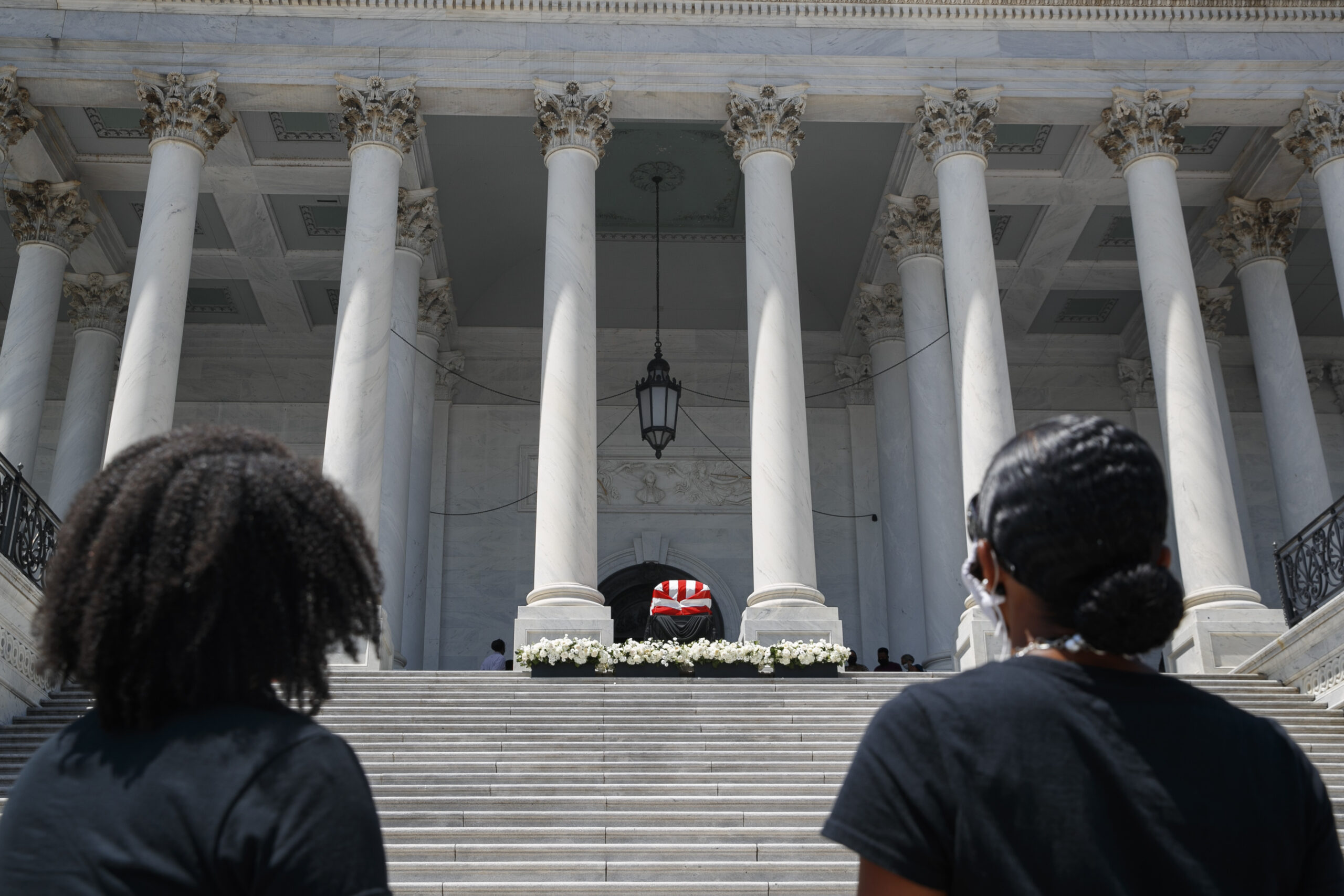In D.C., Masked Mourners Brave Heat, Virus Fears To Honor John Lewis
