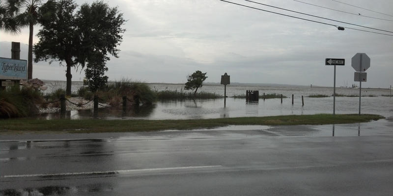 The highest tides at Tybee Island cause flooding, and sea level rise will make it happen more frequently. The sea level has been rising about a foot a century on the Georgia coast. (Courtesy of Tybee Island Police Department)