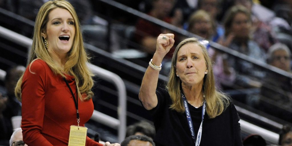 It was announced Friday that Kelly Loeffler, left, and Mary Brock (shown in 2011) have sold the Atlanta Dream. During a summer of protests calling for racial justice, Loeffler drew criticism for denouncing the WNBA's support of Black Lives Matter.