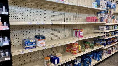 The nationwide baby formula shortage has left store shelves empty at an Atlanta CVS. WABE photo/Jess Mador