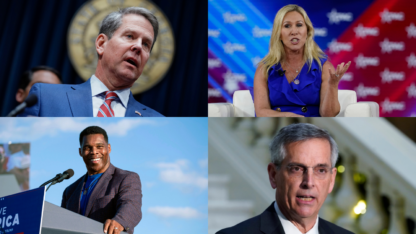 brian kemp, marjorie taylor greene, herschel walker and brad raffensperger