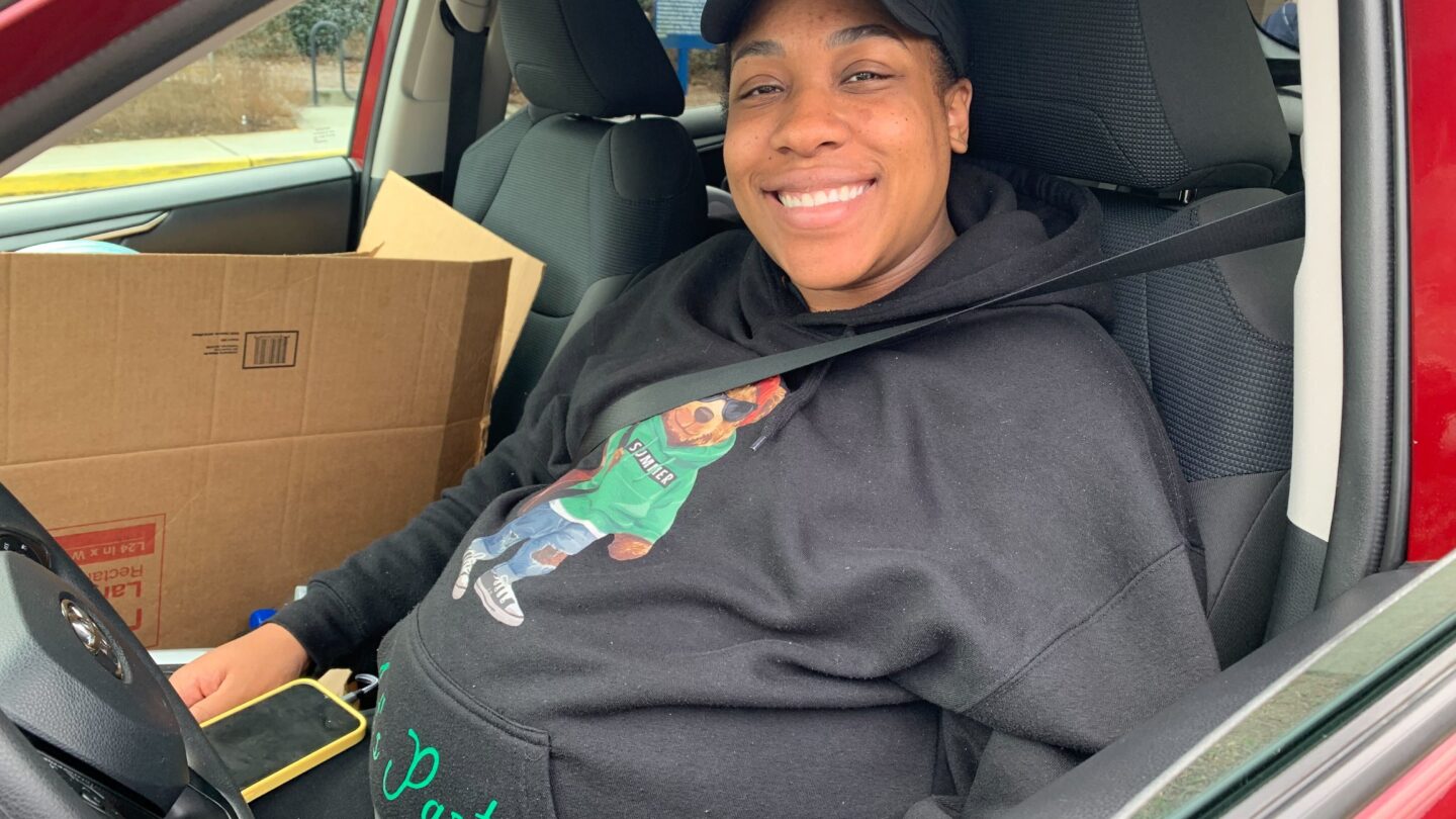 Carisma Carter is a 28-year old Navy veteran who now has a civilian job. She is 8-months pregnant with twins. It's her first pregnancy. She recently relocated to Georgia with her husband, also a military veteran, who works at Fort Benning. Jess Mador/WABE