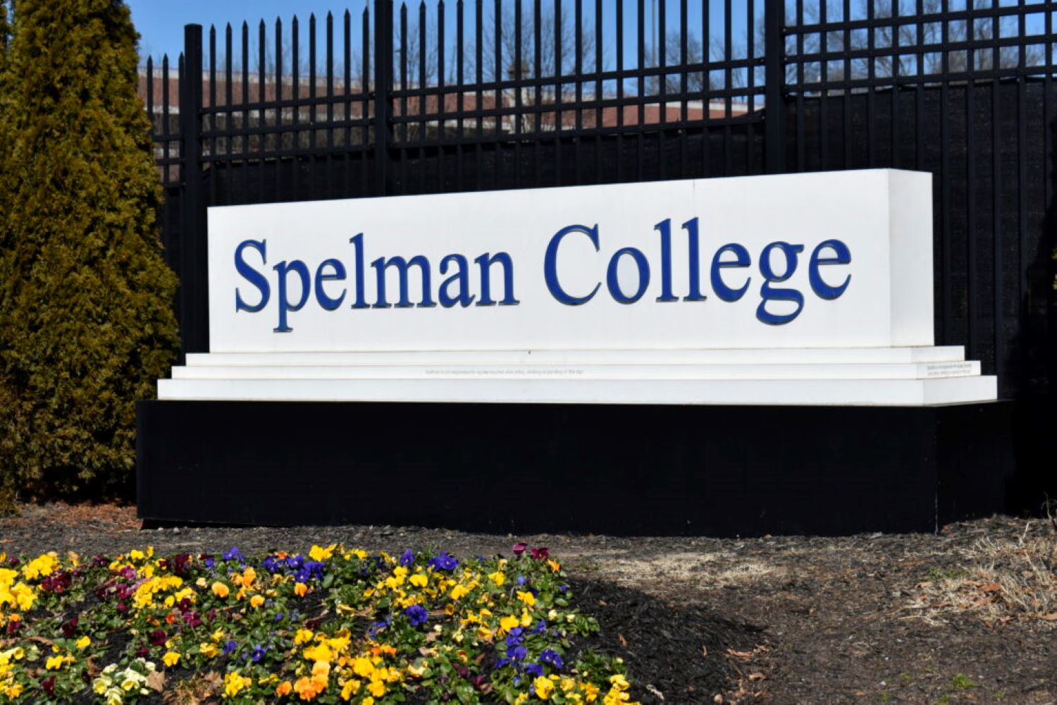 Spelman College sign at the school in Atlanta, Georgia