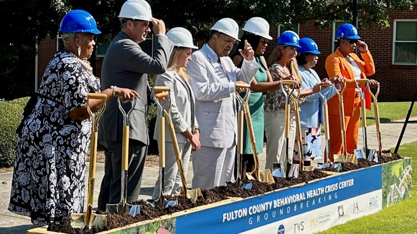 Fulton County, Atlanta and state officials celebrated the start of construction on the county's first new publicly funded Behavioral Health Crisis Center. (Jess Mador/WABE)