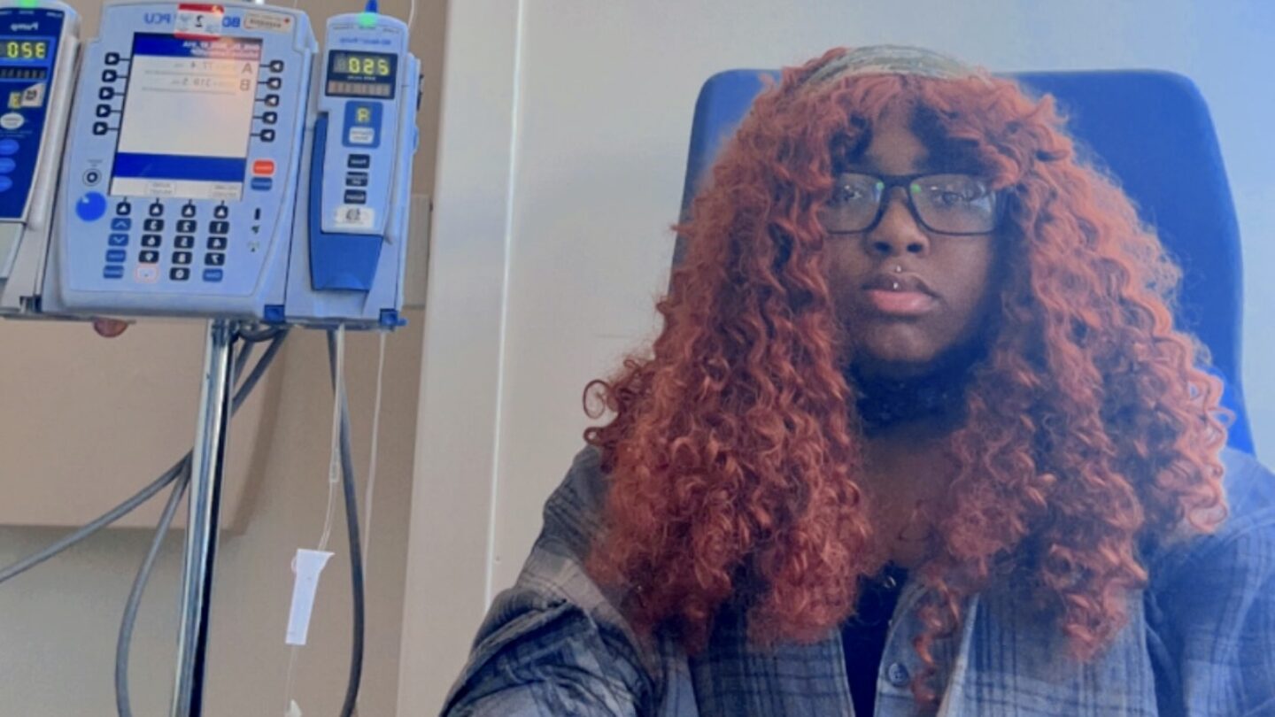 Medicaid recipient Marrow Woods, a 20-year-old Macon college student, has an inflammatory condition called Hidradenitis Suppurativa that attacks the body’s hair follicles. Woods travels to Atlanta every few weeks for medical treatment. (WABE courtesy Marrow Woods)