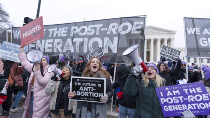 Anti-abortion activists march outside of the U.S. Supreme Court during the annual March for Life in 2022. (Jose Luis Magana/AP)