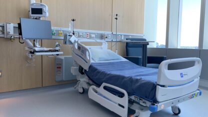 A hospital bed in Atlanta. Georgia has until next summer to complete its Medicaid redetermination process. (Jess Mador/WABE News0