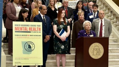 The Carter Center organized Georgia's first-annual Mental Health Parity Day event at the state Capitol. The center is backing additional mental health system reforms this legislative session. (Jess Mador/WABE).