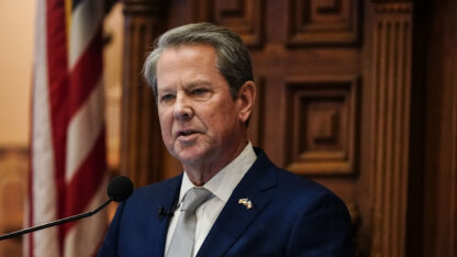 Georgia Gov. Brian Kemp delivers the State of the State speech, Jan. 11, 2024, in Atlanta.