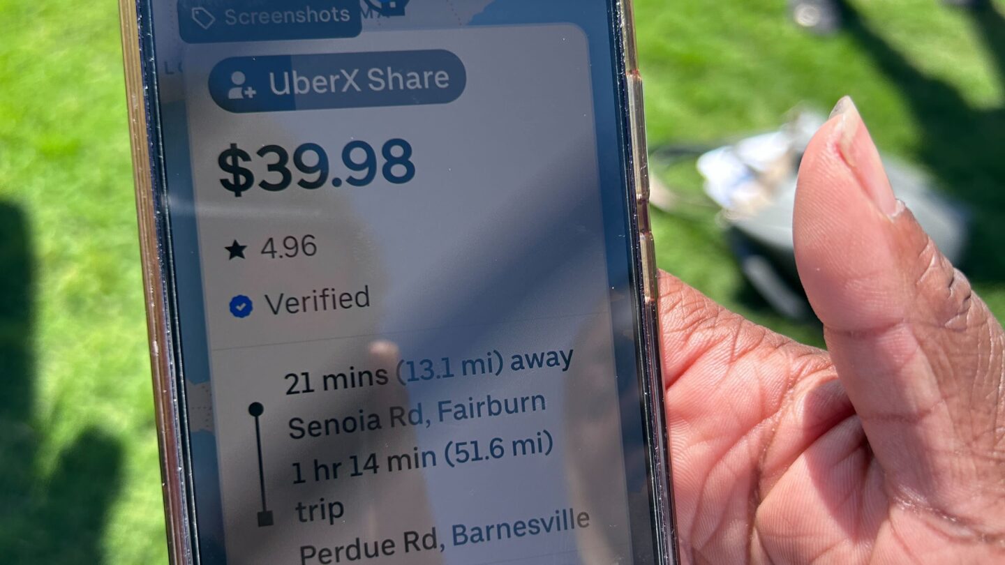 Ride-share driver Terri Everhart shares the cost of one of her previous rides.