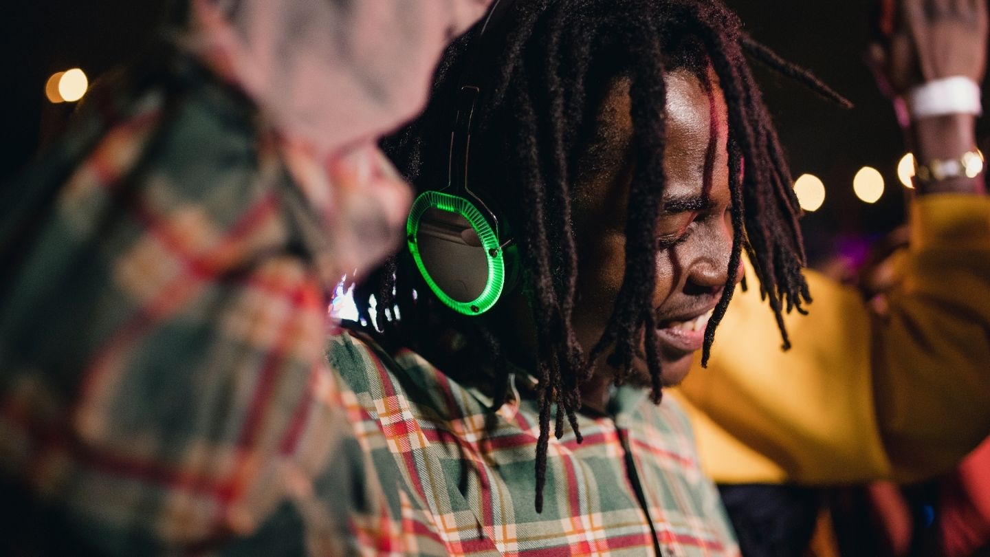 Man listening to headphones