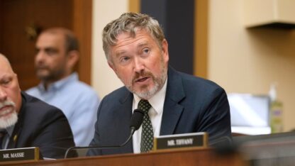 Rep. Thomas Massie, R-Ky., speaks as FBI Director Kash Patel appears before the House Judiciary Committee, on Capitol Hill in Washington, Sept. 17, 2025.