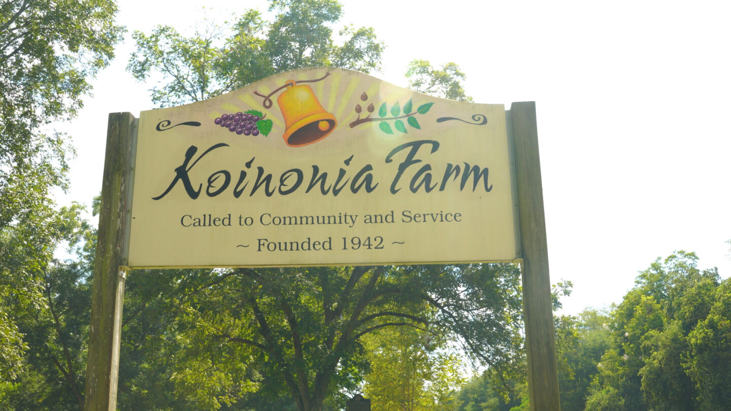The sign for Koinonia Farm