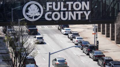 The Fulton County Superior Courthouse area is seen, Thursday, March 14, 2024, in Atlanta.