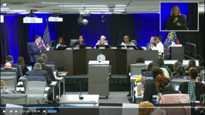 A group of commissioners voting on issues such as data centers.