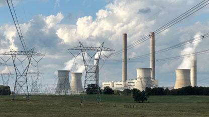 A power plant emitting vapor