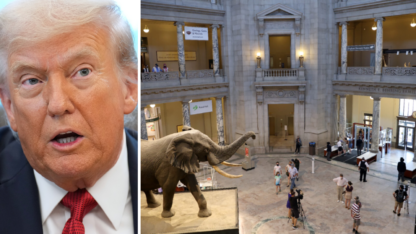 On the left, President Donald Trump. On the right, the Smithsonian National Museum of Natural History.