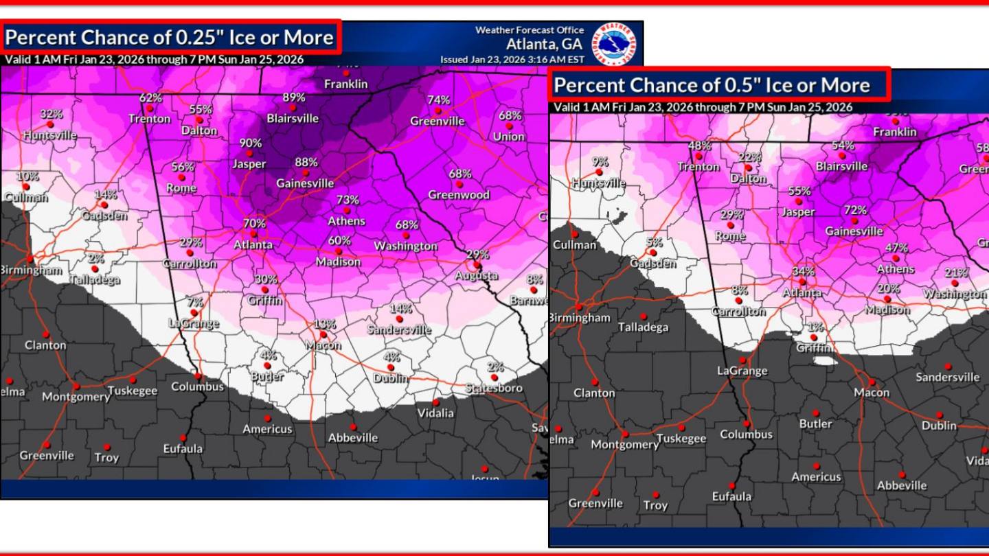 Metro Atlanta Under Ice Storm Warning as Region Braces for Winter Weather