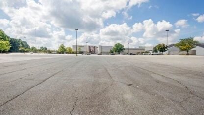 An empty parking lot under a cloudy day